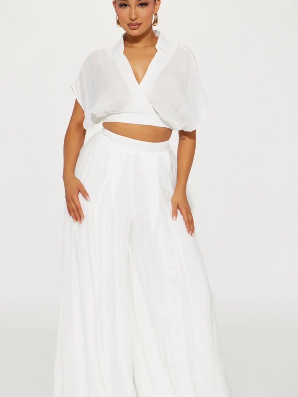 Fashion Nova White High-Rise Wide Leg Pants